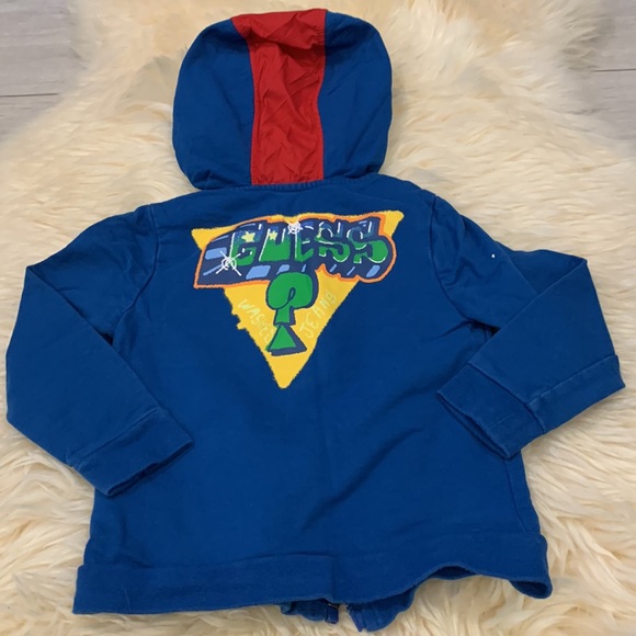 Guess Zipper Hoodie Jacket in Blue/Red/Yellow in Size 3T with Guess Logo - Picture 7 of 7